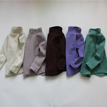 長袖Tシャツ キッズ長袖Tシャツ ハイネック ボトルネックトップス カットソー シンプル ベーシック ユニセックス 男の子 女の子 子供服