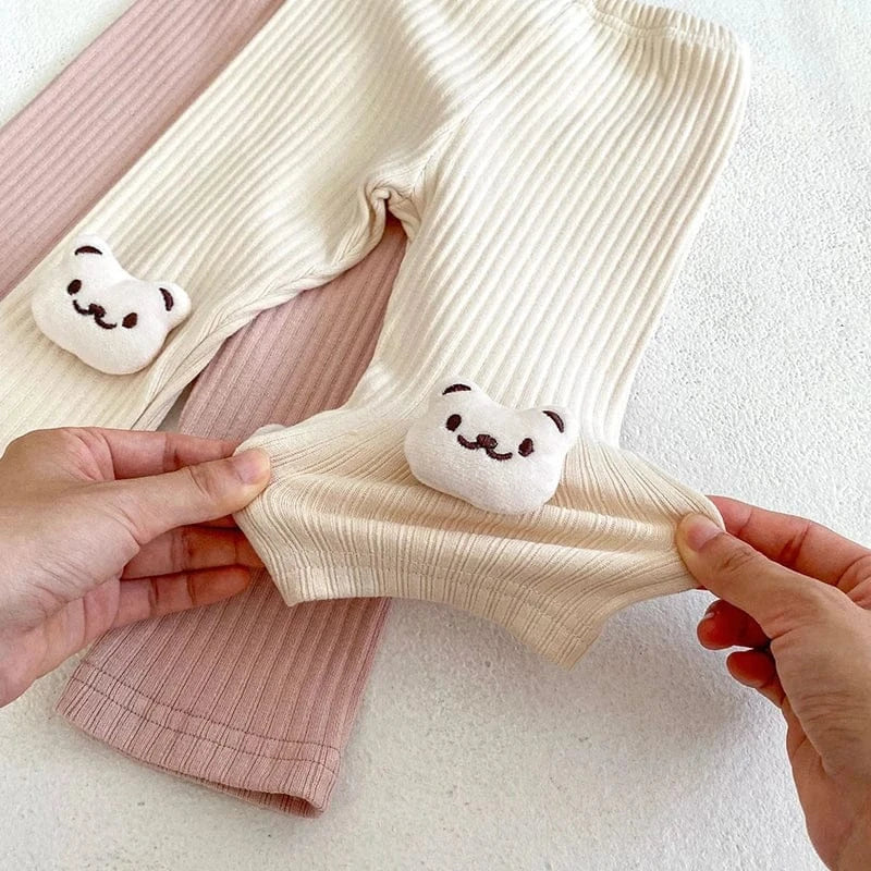 長袖Tシャツ ベビー長袖Tシャツ レギンスパンツ ベスト ビブ ワッフル くま ベア ピンク ベージュ ユニセックス 男の子 女の子 子供服