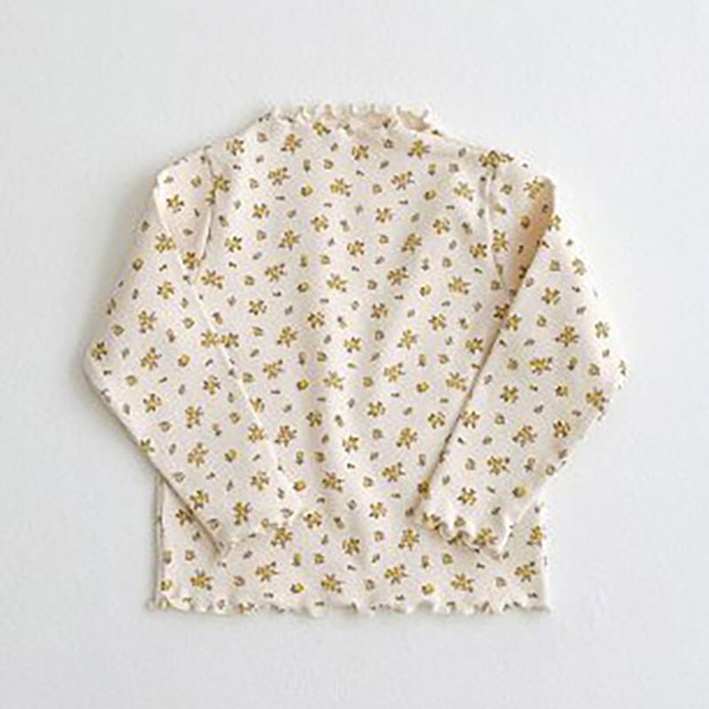 長袖Tシャツ キッズ 水玉 ドット ボーダー フラワー 小花柄 フリル 長袖 Tシャツ ガールズ
