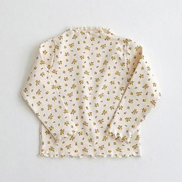 長袖Tシャツ キッズ 水玉 ドット ボーダー フラワー 小花柄 フリル 長袖 Tシャツ ガールズ