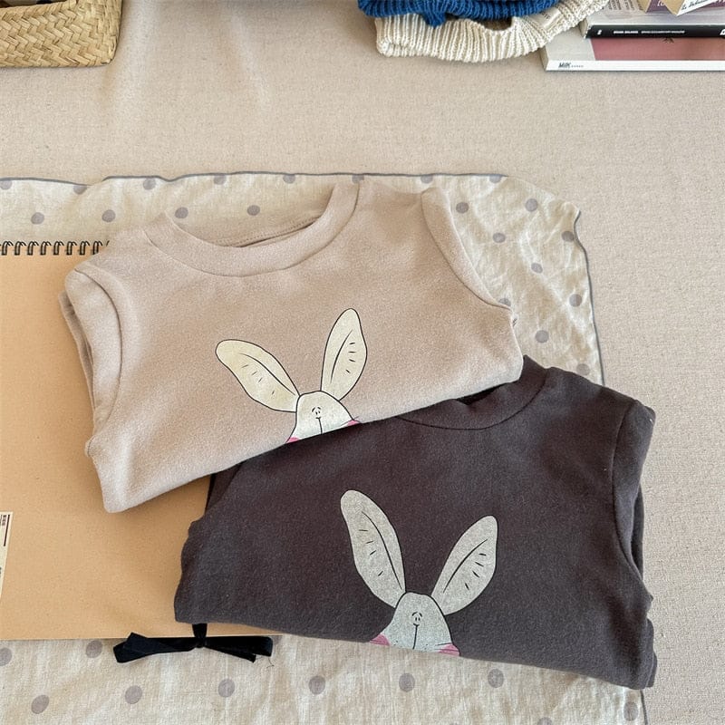 長袖Tシャツ キッズ うさぎ ラビット プリント 長袖 Tシャツ トップス ガールズ