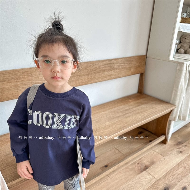長袖Tシャツ キッズ クッキー プリント レターロゴ 長袖 スウェットシャツ Tシャツ ユニセックス