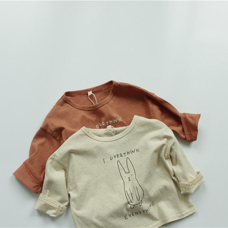 長袖Tシャツ キッズ うさぎ ラビット プリント 長袖 Tシャツ