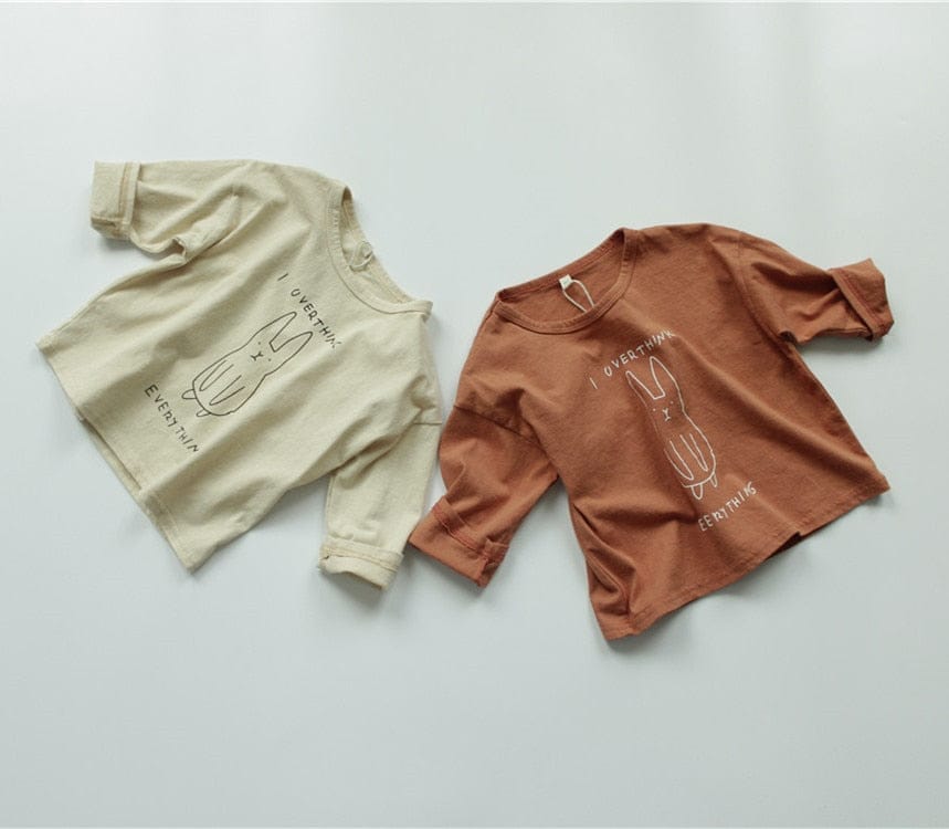 長袖Tシャツ キッズ うさぎ ラビット プリント 長袖 Tシャツ