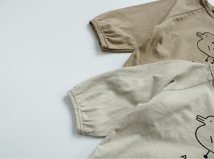 長袖Tシャツ キッズ あひる コットンリネン トップス Tシャツ