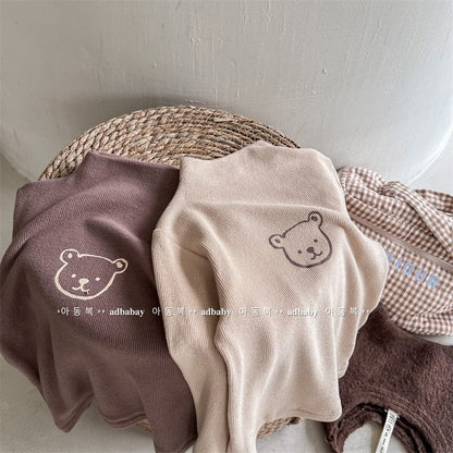 長袖Tシャツ キッズ くま ベア ボトルネック ハイネック 長袖 トップス Tシャツ コーヒーブラウン カーキ ユニセックス