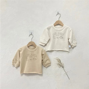 長袖Tシャツ ベビートップス ダイナソー恐竜プリント長袖スウェットTシャツ 2カラー