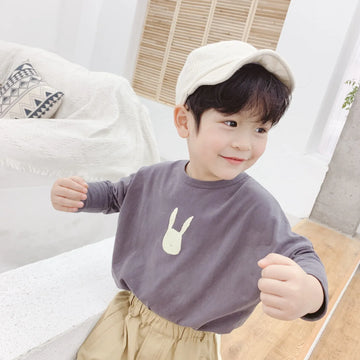 長袖Tシャツ キッズトップス うさぎラビットプリント長袖Tシャツ 2カラー