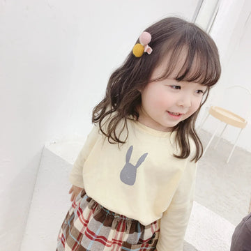 長袖Tシャツ キッズトップス うさぎラビットプリント長袖Tシャツ 2カラー
