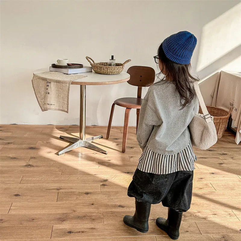 長袖Tシャツ キッズトップス 長袖Tシャツ スウェットシャツ レターロゴプリント 2カラー