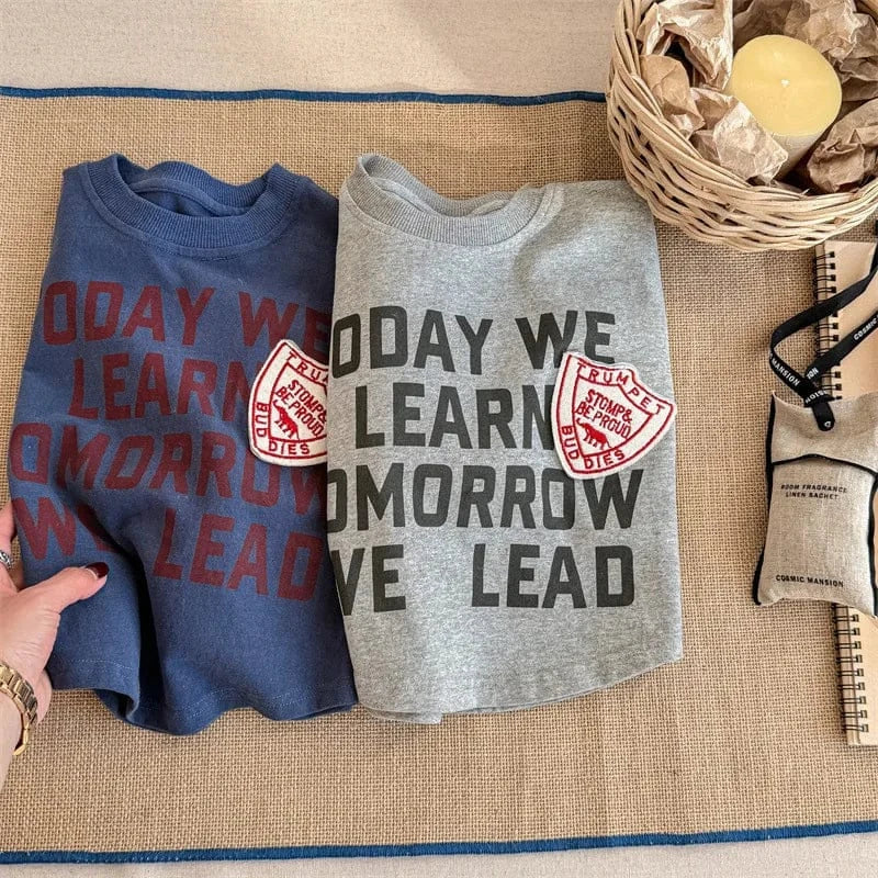 長袖Tシャツ キッズトップス 長袖Tシャツ スウェットシャツ レターロゴプリント 2カラー