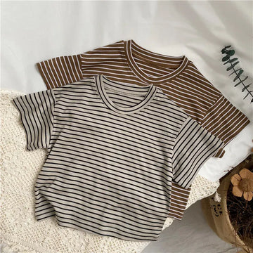 半袖Tシャツ キッズトップス ボーダー 半袖Tシャツ シンプルベーシック 2カラー