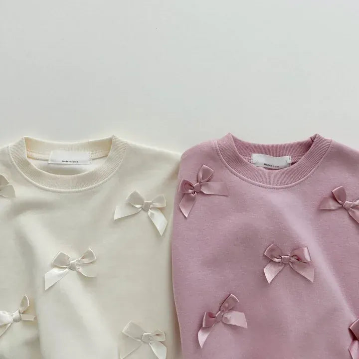 長袖Tシャツ キッズトップス 長袖Tシャツ リボン 2カラー