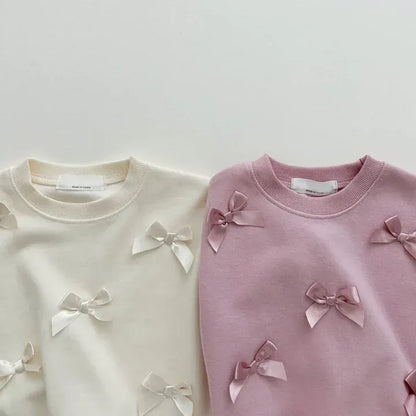 長袖Tシャツ キッズトップス 長袖Tシャツ リボン 2カラー