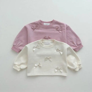 長袖Tシャツ キッズトップス 長袖Tシャツ リボン 2カラー