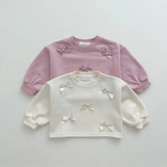 長袖Tシャツ キッズトップス 長袖Tシャツ リボン 2カラー
