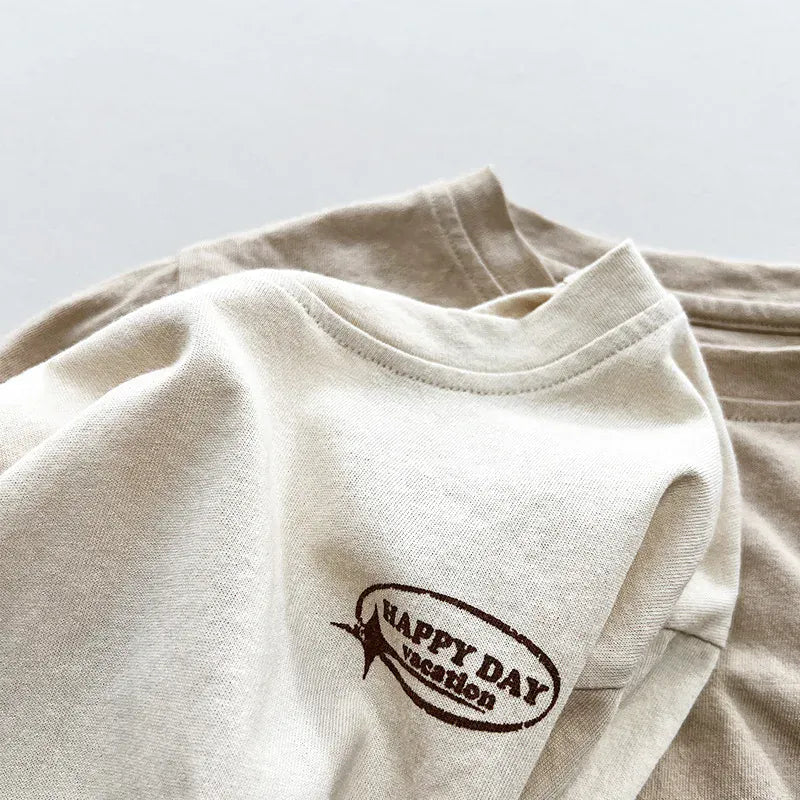 長袖Tシャツ キッズトップス 長袖Tシャツ 薄手 レターロゴプリント スケボーファッション 2カラー