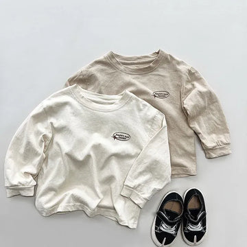長袖Tシャツ キッズトップス 長袖Tシャツ 薄手 レターロゴプリント スケボーファッション 2カラー