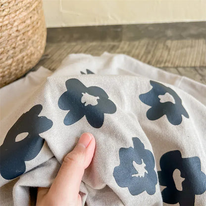 長袖Tシャツ キッズトップス 長袖Tシャツ 北欧風 レトロフラワープリント 2カラー