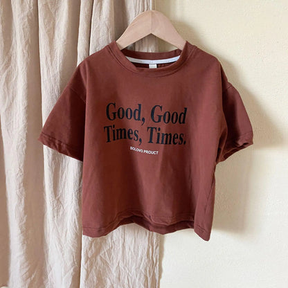 半袖Tシャツ キッズトップス 半袖Tシャツ レターロゴプリント 2カラー