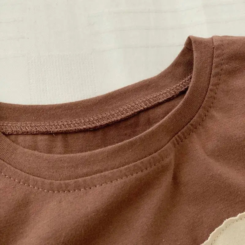 半袖Tシャツ キッズトップス 半袖Tシャツ ベアくまアップリケ 2カラー