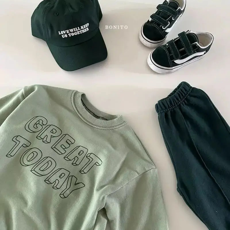 長袖Tシャツ キッズトップス レターロゴプリント 長袖スウェットシャツ Tシャツ グレー グリーン 2カラー