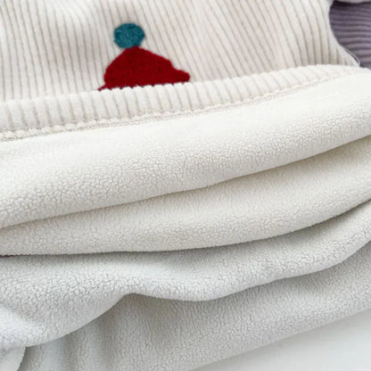長袖Tシャツ ベビー長袖Tシャツ 裏フリースカットソー クリスマスツリー刺繍トップス 2カラー ユニセックス 男の子 女の子 子供服