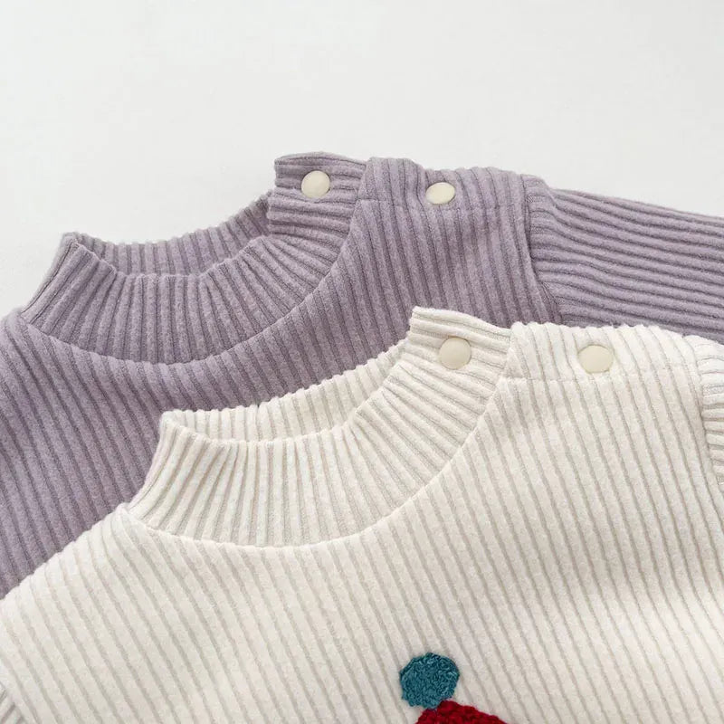 長袖Tシャツ ベビー長袖Tシャツ 裏フリースカットソー クリスマスツリー刺繍トップス 2カラー ユニセックス 男の子 女の子 子供服