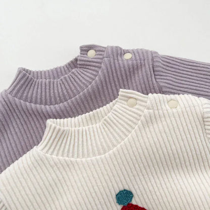 長袖Tシャツ ベビー長袖Tシャツ 裏フリースカットソー クリスマスツリー刺繍トップス 2カラー ユニセックス 男の子 女の子 子供服