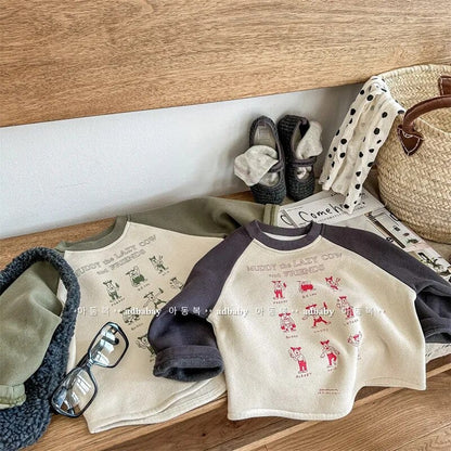 長袖Tシャツ キッズ 長袖Tシャツ 裏起毛 プリント ラグランスリーブ パッチワーク グレー グリーン 2カラー ボーイズ 男の子 子供服