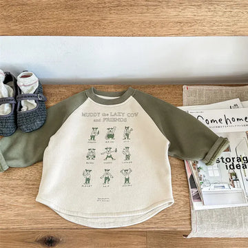 長袖Tシャツ キッズ 長袖Tシャツ 裏起毛 プリント ラグランスリーブ パッチワーク グレー グリーン 2カラー ボーイズ 男の子 子供服