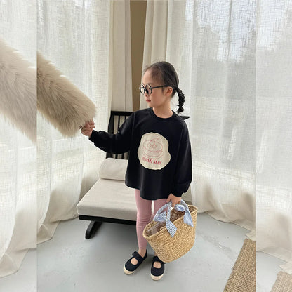 長袖Tシャツ キッズトップス 長袖Tシャツ プリント柄刺繍 ブラック/ビーングリーン/2カラー【mh0003885】