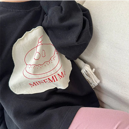 長袖Tシャツ キッズトップス 長袖Tシャツ プリント柄刺繍 ブラック/ビーングリーン/2カラー【mh0003885】