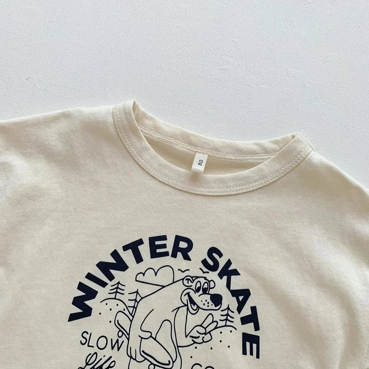 半袖Tシャツ キッズトップス 半袖プリントTシャツ ベアくまスケート 2カラー【mh0005187】