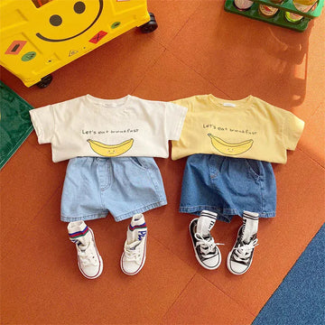 半袖Tシャツ ベビートップス 半袖プリントTシャツ バナナ 2カラー【mh0005192】
