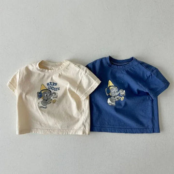 半袖Tシャツ ベビートップス 半袖プリントTシャツ 象エレファント 2カラー【mh0005195】