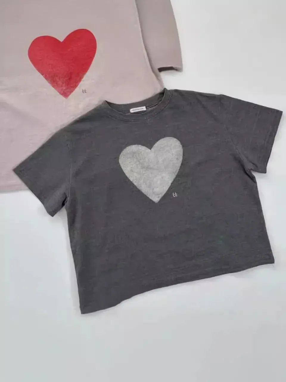 半袖Tシャツ ベビートップス 半袖ハートプリントTシャツ 2カラー【mh0005469】