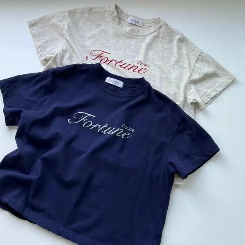 半袖Tシャツ ベビートップス 半袖プリントTシャツ レターロゴプリント 2カラー【mh0005474】