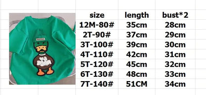 半袖Tシャツ キッズトップス 半袖Tシャツ あひる ダック アップリケ 2カラー【mh0005829】