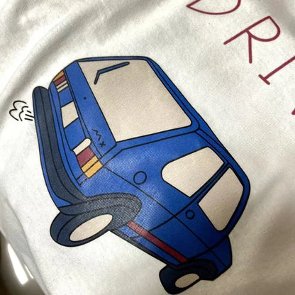半袖Tシャツ キッズトップス 半袖Tシャツ クラッシックカー レトロカー 車プリント 2カラー【mh0005841】