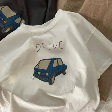 半袖Tシャツ キッズトップス 半袖Tシャツ クラッシックカー レトロカー 車プリント 2カラー【mh0005841】