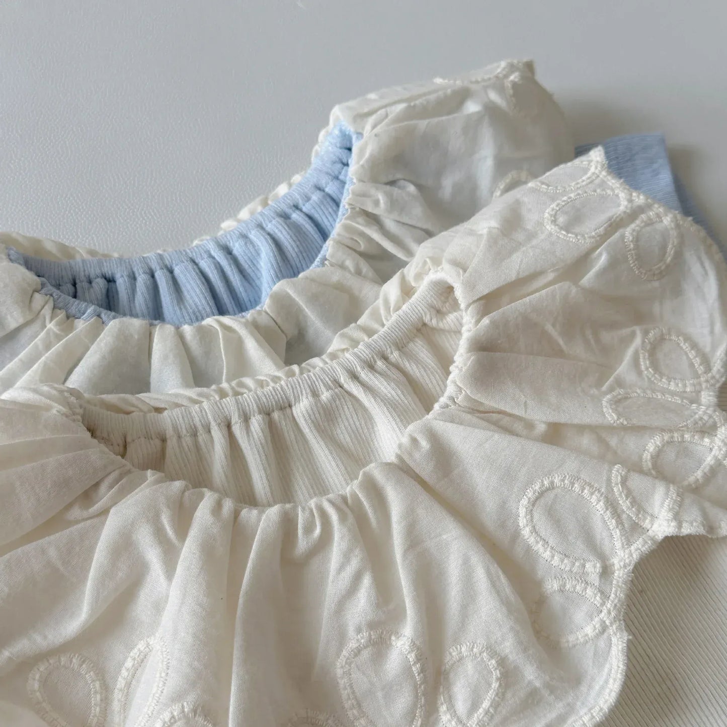 半袖Tシャツ ベビートップス 半袖Tシャツ ビッグレースサークル襟 2カラー【mh0006317】