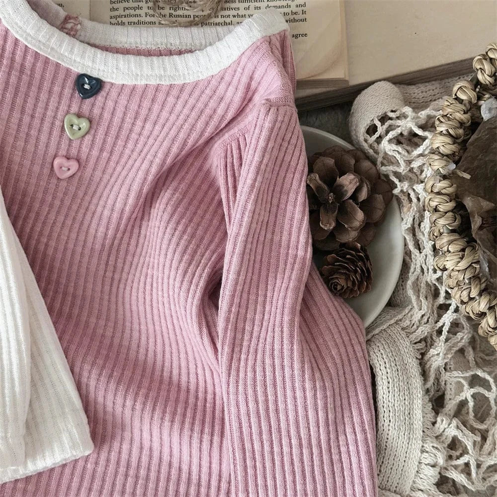 長袖Tシャツ ベビートップス 長袖Tシャツ シンプルベーシック バイカラー 2カラー【mh0006389】