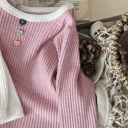 長袖Tシャツ ベビートップス 長袖Tシャツ シンプルベーシック バイカラー 2カラー【mh0006389】