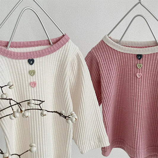 長袖Tシャツ ベビートップス 長袖Tシャツ シンプルベーシック バイカラー 2カラー【mh0006389】