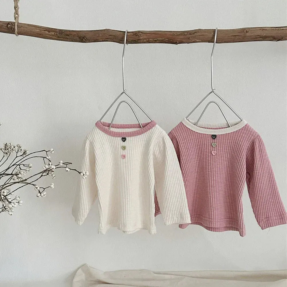 長袖Tシャツ ベビートップス 長袖Tシャツ シンプルベーシック バイカラー 2カラー【mh0006389】