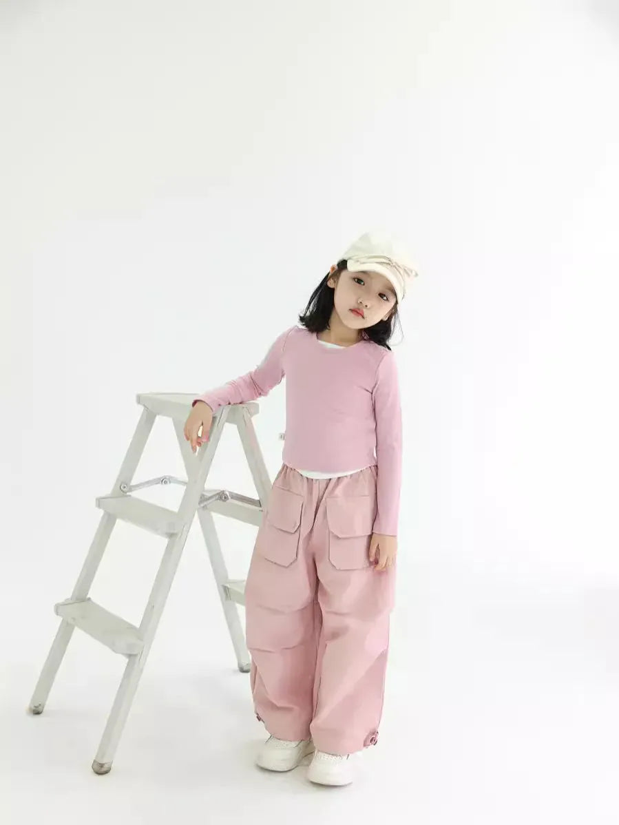 長袖Tシャツ キッズトップス インナーシャツドッキング長袖Tシャツ 3カラー