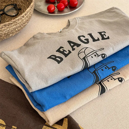 長袖Tシャツ キッズトップス 長袖Tシャツ 犬ドッグプリント 3カラー