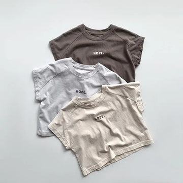 半袖Tシャツ キッズトップス 半袖Tシャツ レターロゴ ラグランスリーブ ルーズ 3カラー