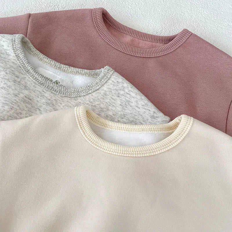 長袖Tシャツ ベビートップス 裏フリース 長袖Tシャツ シンプルベーシック 3カラー